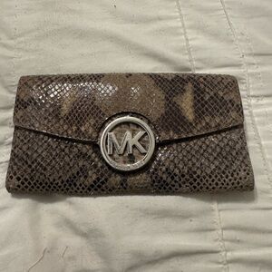 Michael Kors Brown Snakeskin Clutch